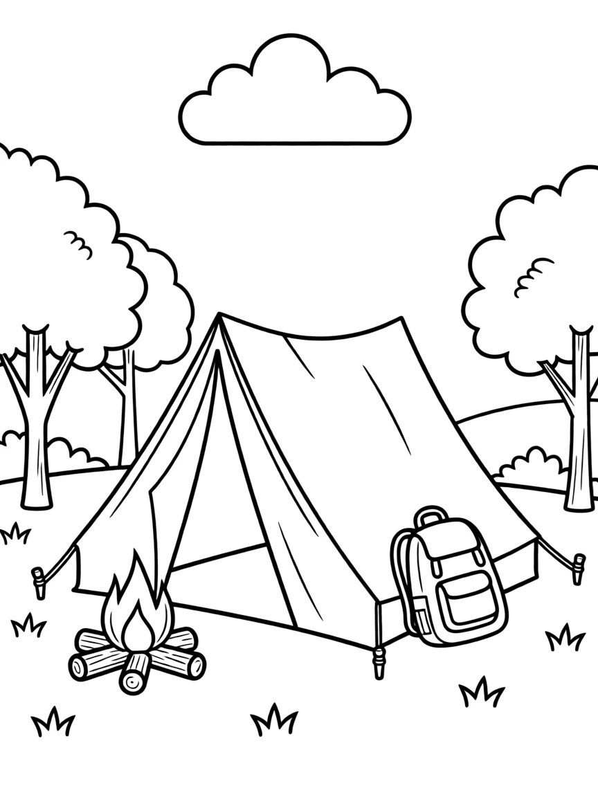 A tent in a campsite.