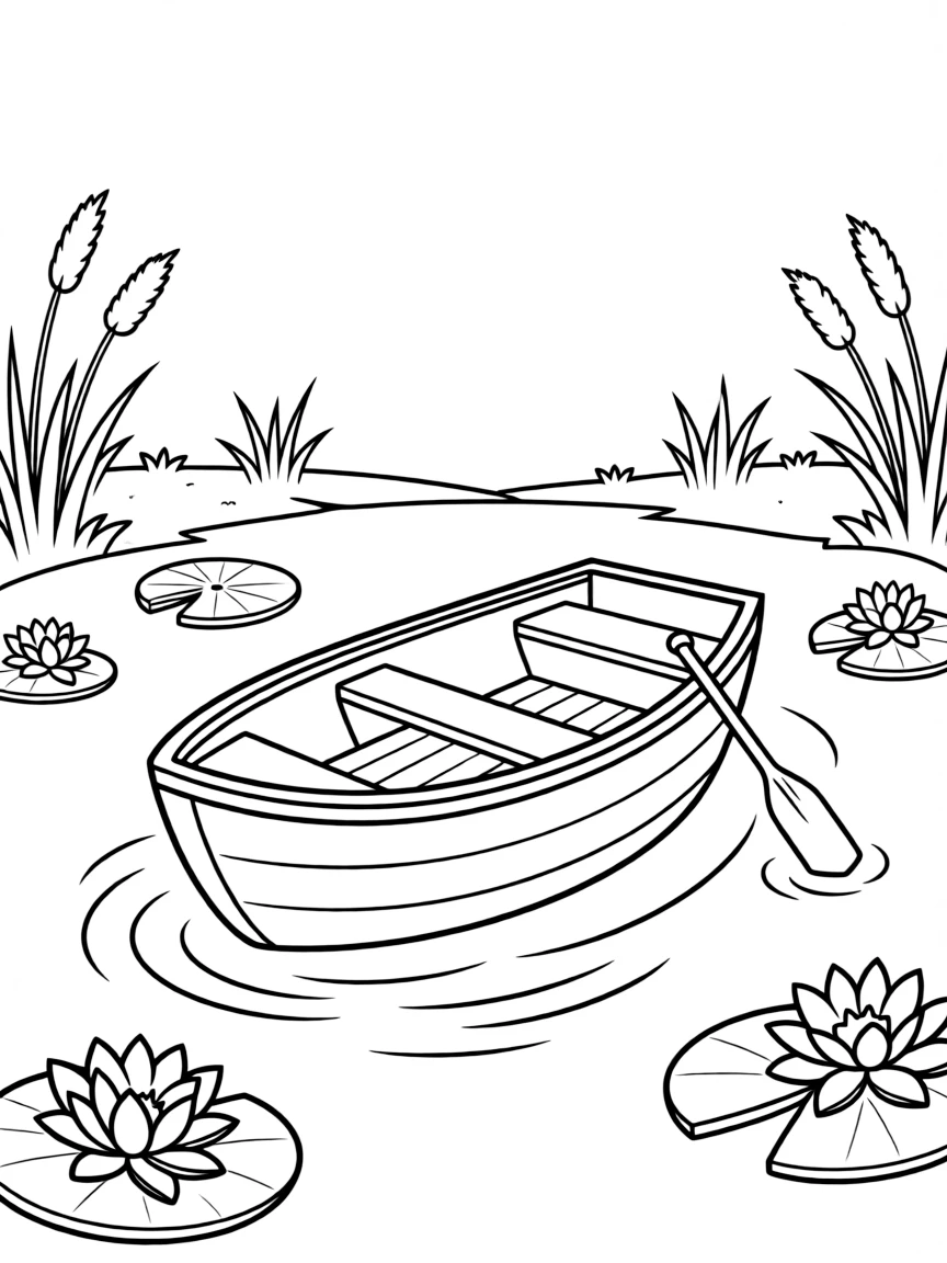 A little boat on a pond.
