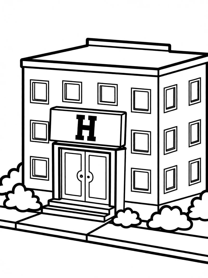 A hospital with a big H.