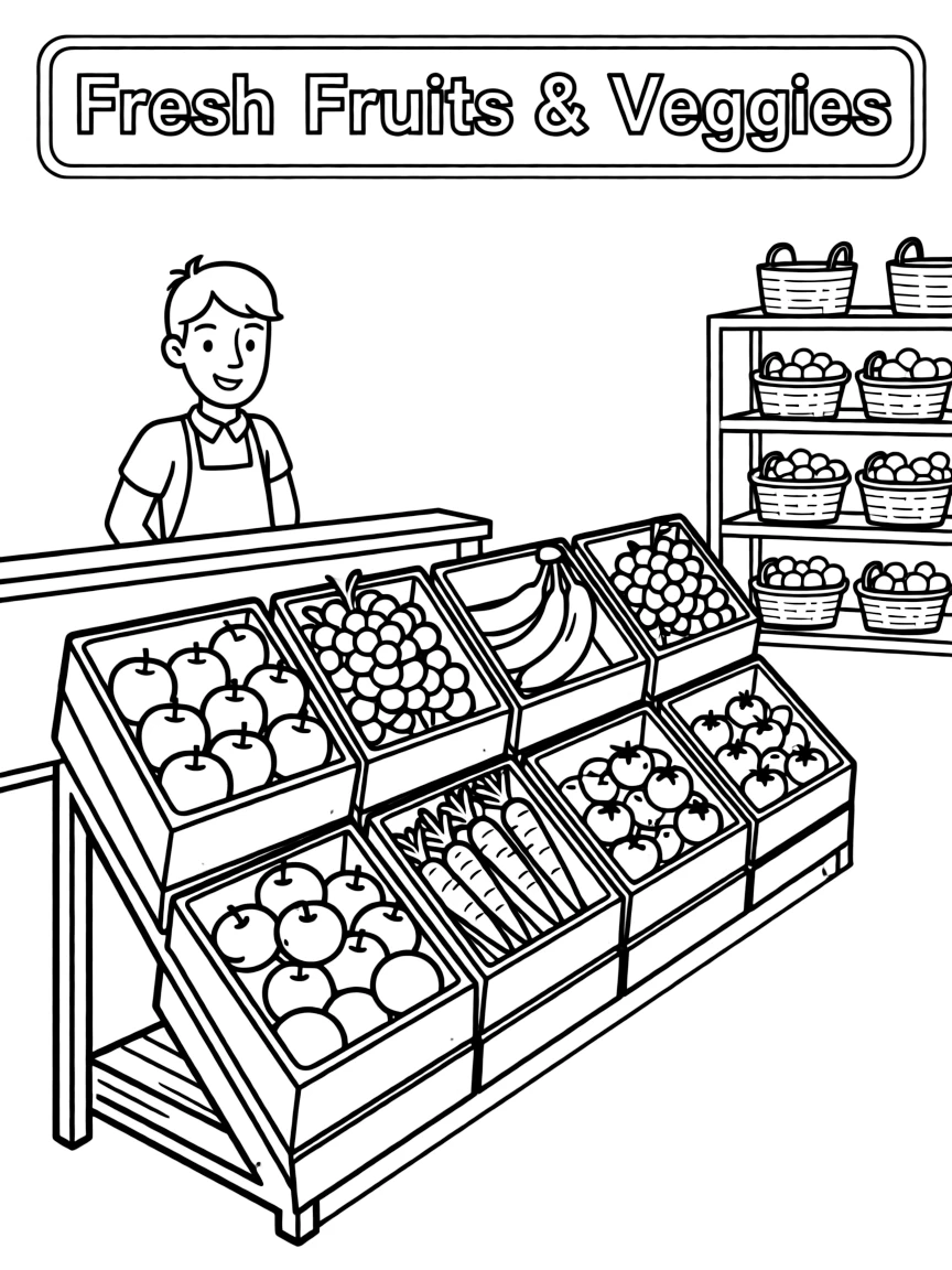 A grocery store with fruits and veggies.