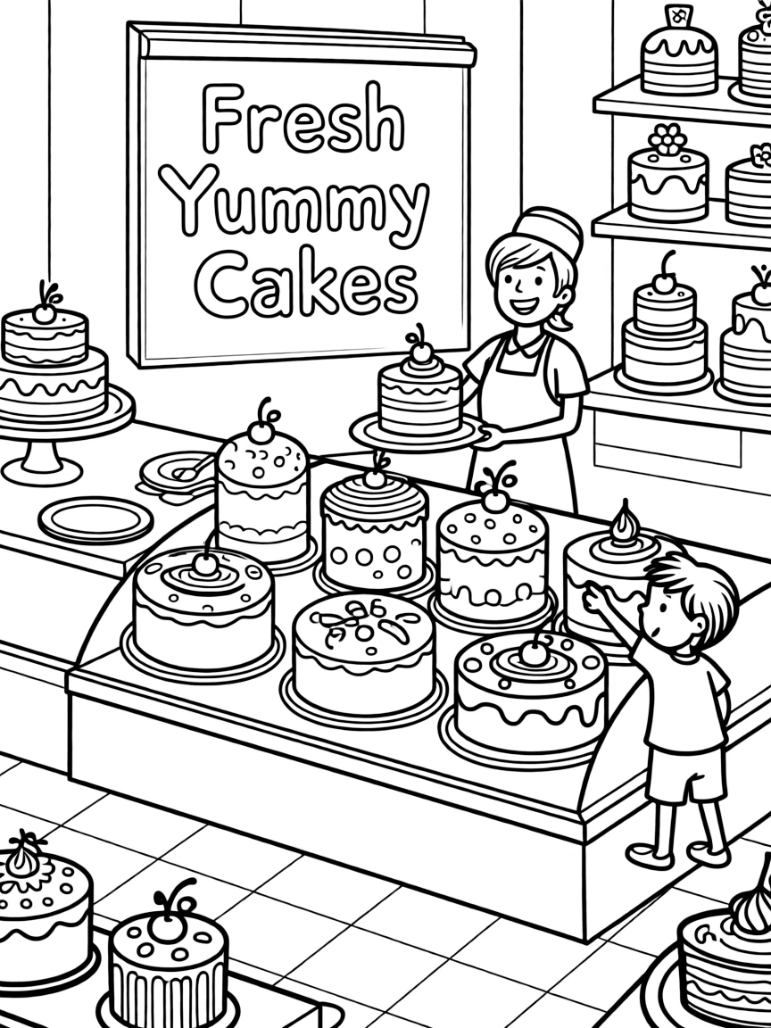A bakery with yummy cakes.