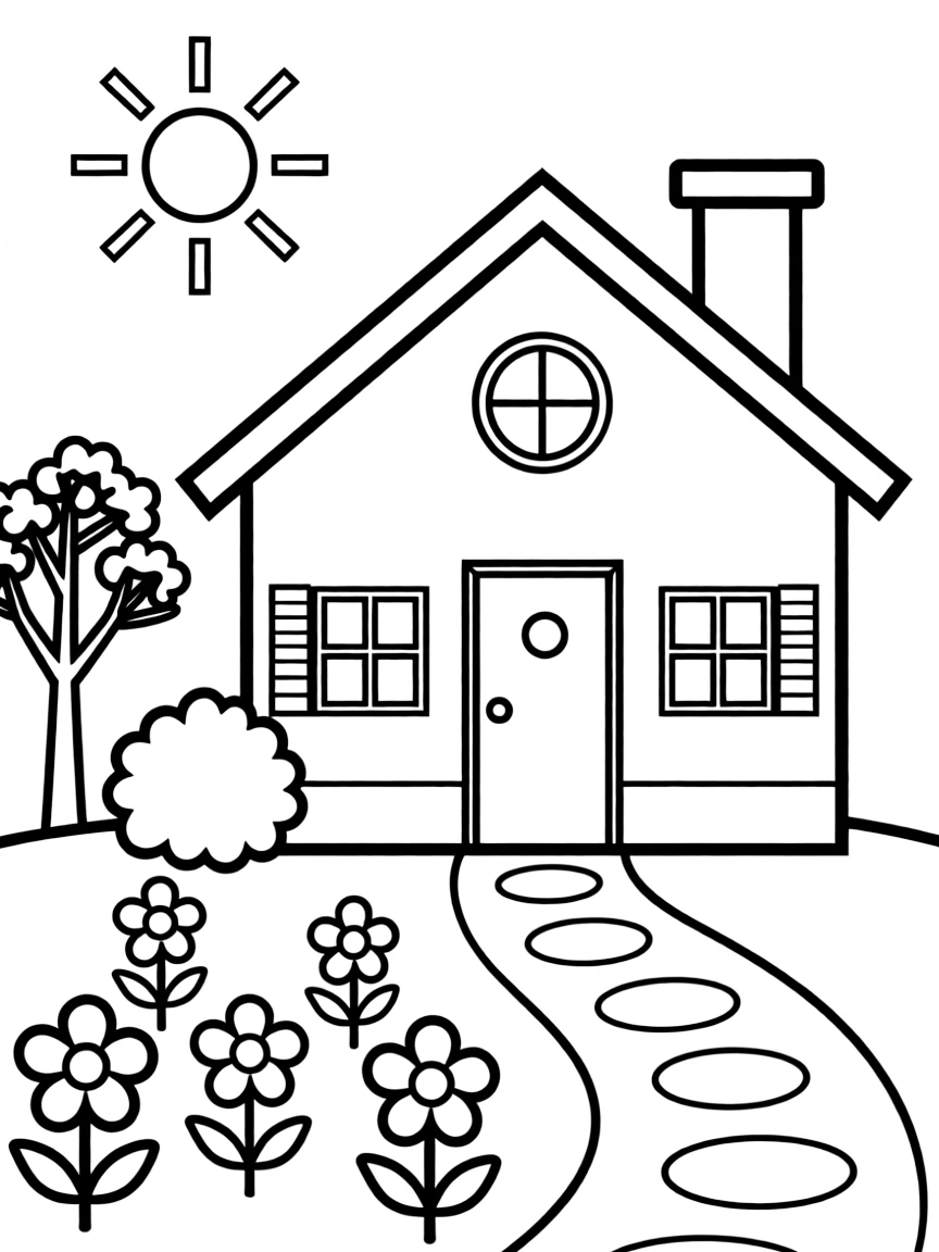 A house with a garden.