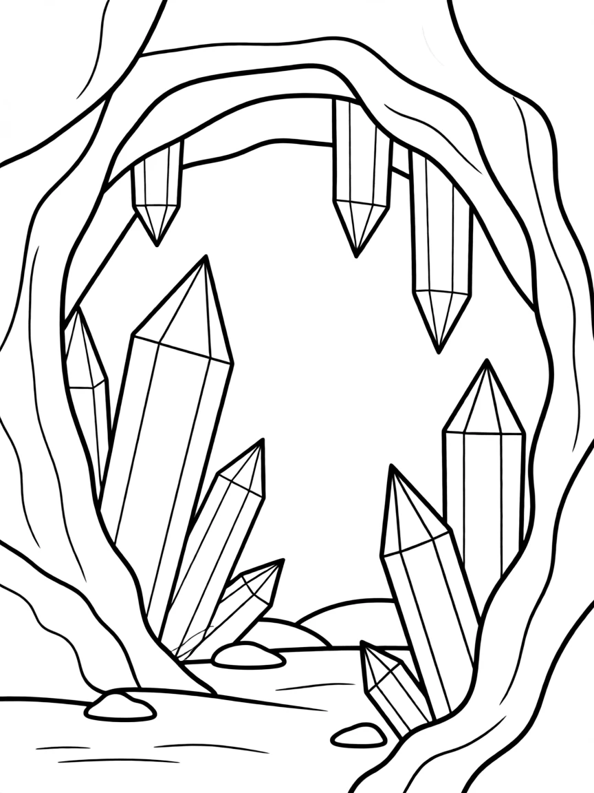 A sparkling cave with crystals.