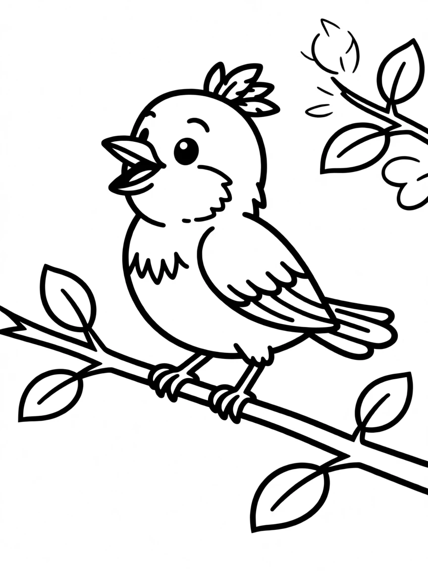 A singing bird on a branch.