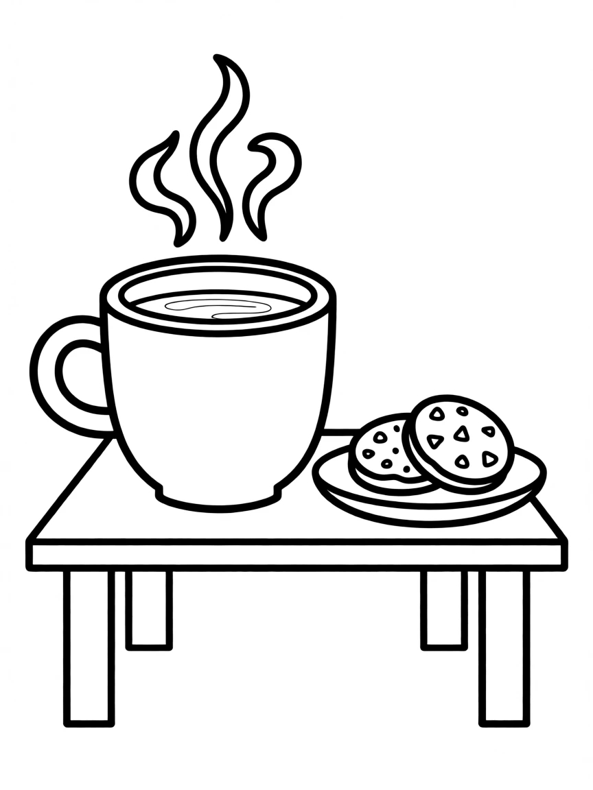 A steaming cup of cocoa.