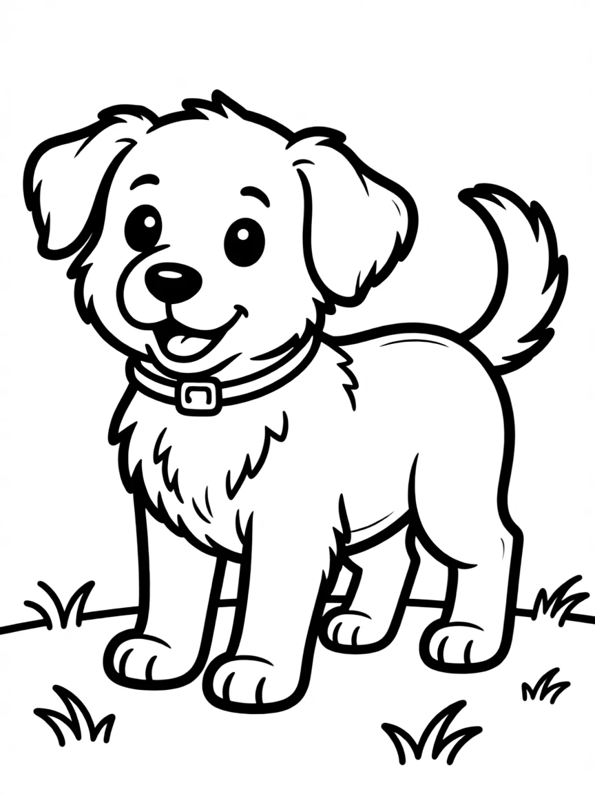A cuddly puppy wagging its tail.