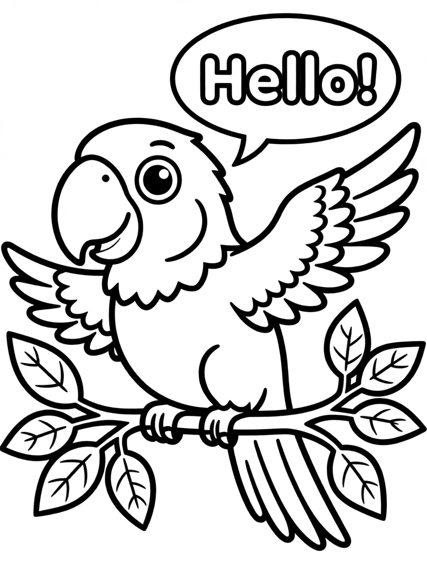 A friendly parrot saying hello.