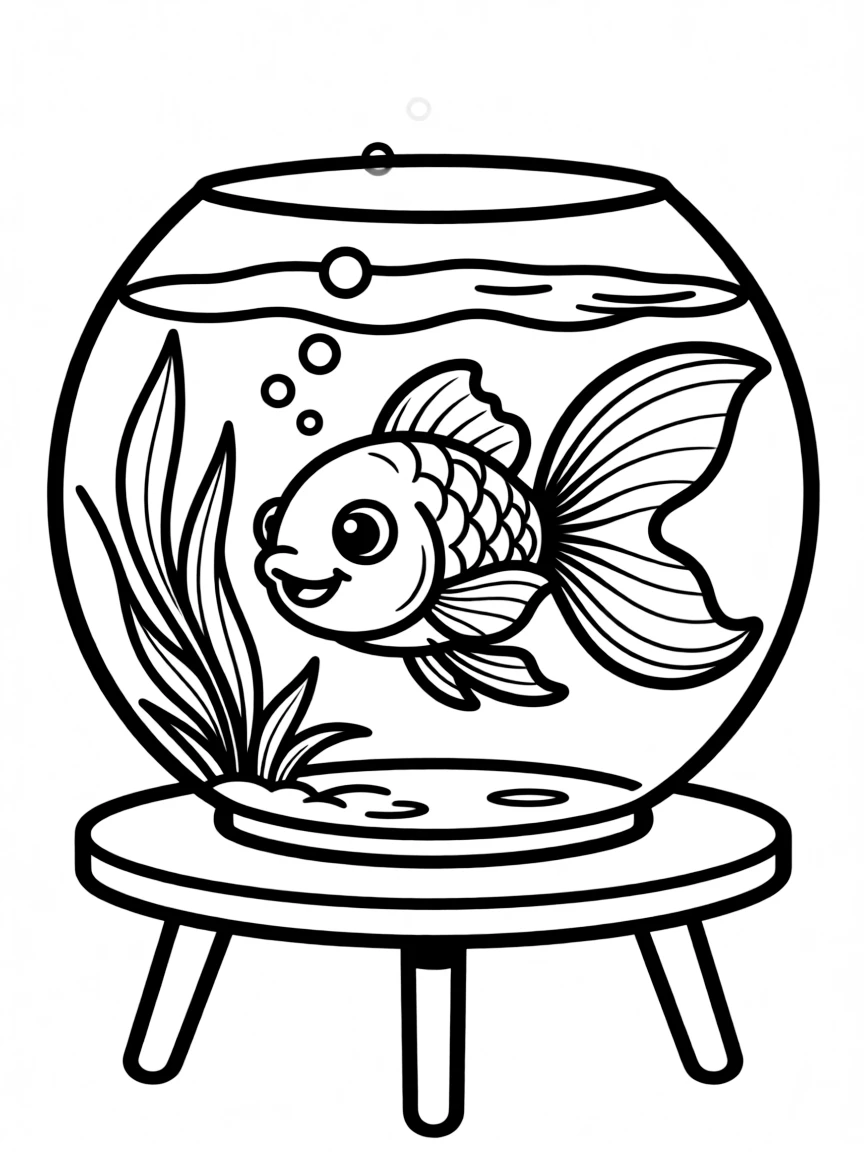 A clever goldfish swimming in a bowl.