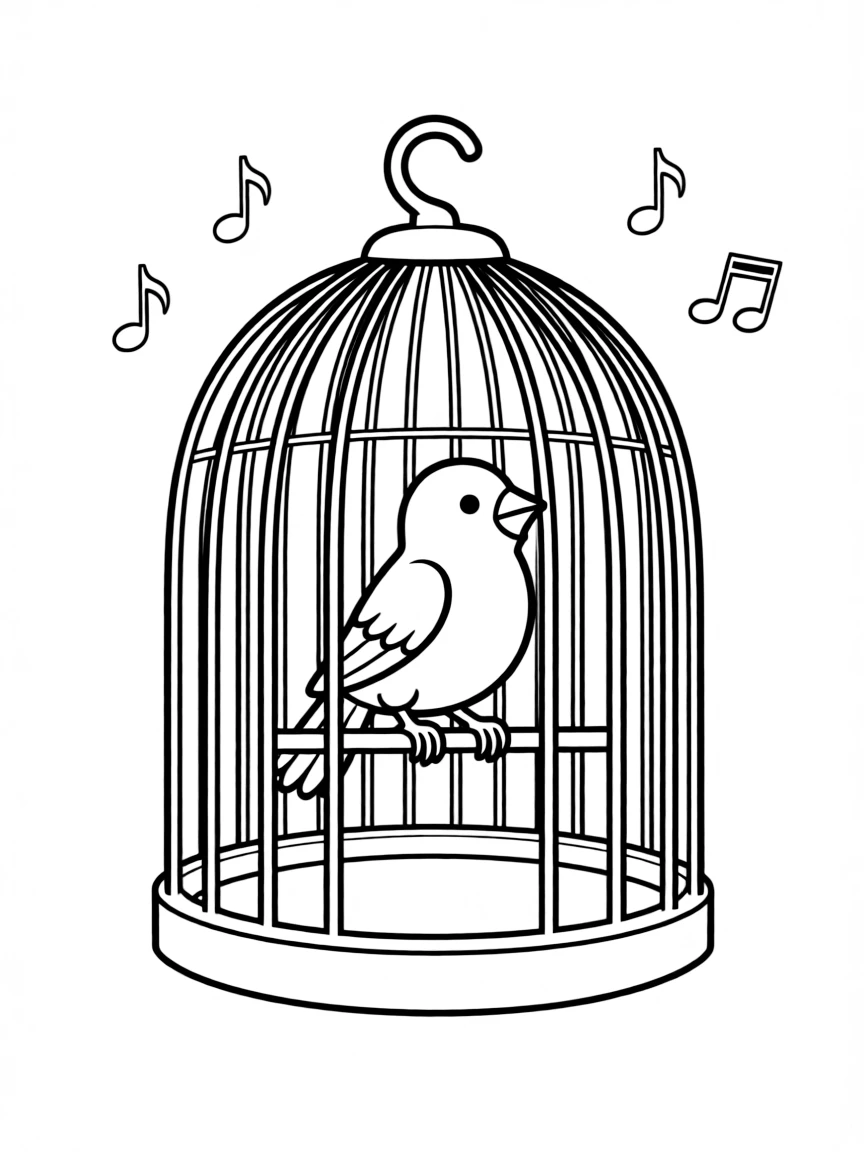 A singing canary in a cage.