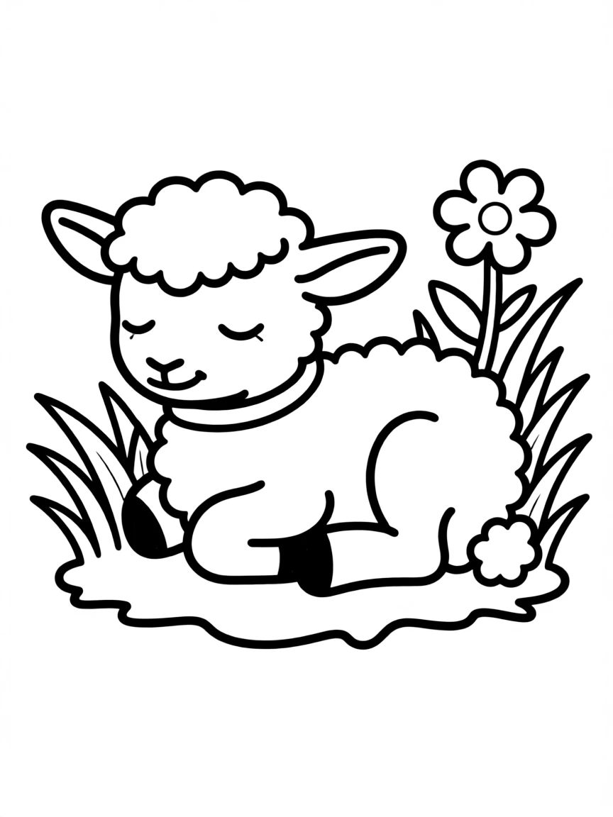 A gentle lamb sleeping.