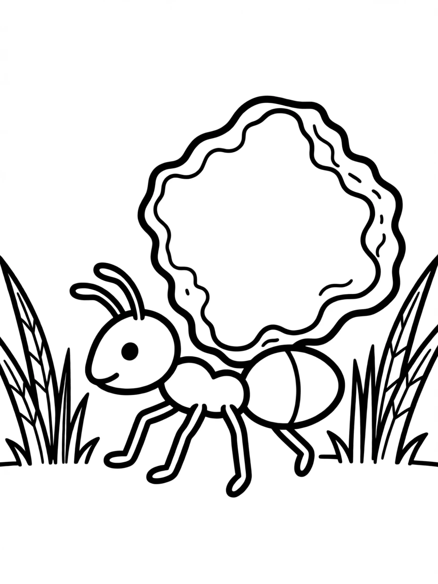 A busy ant carrying a huge crumb.