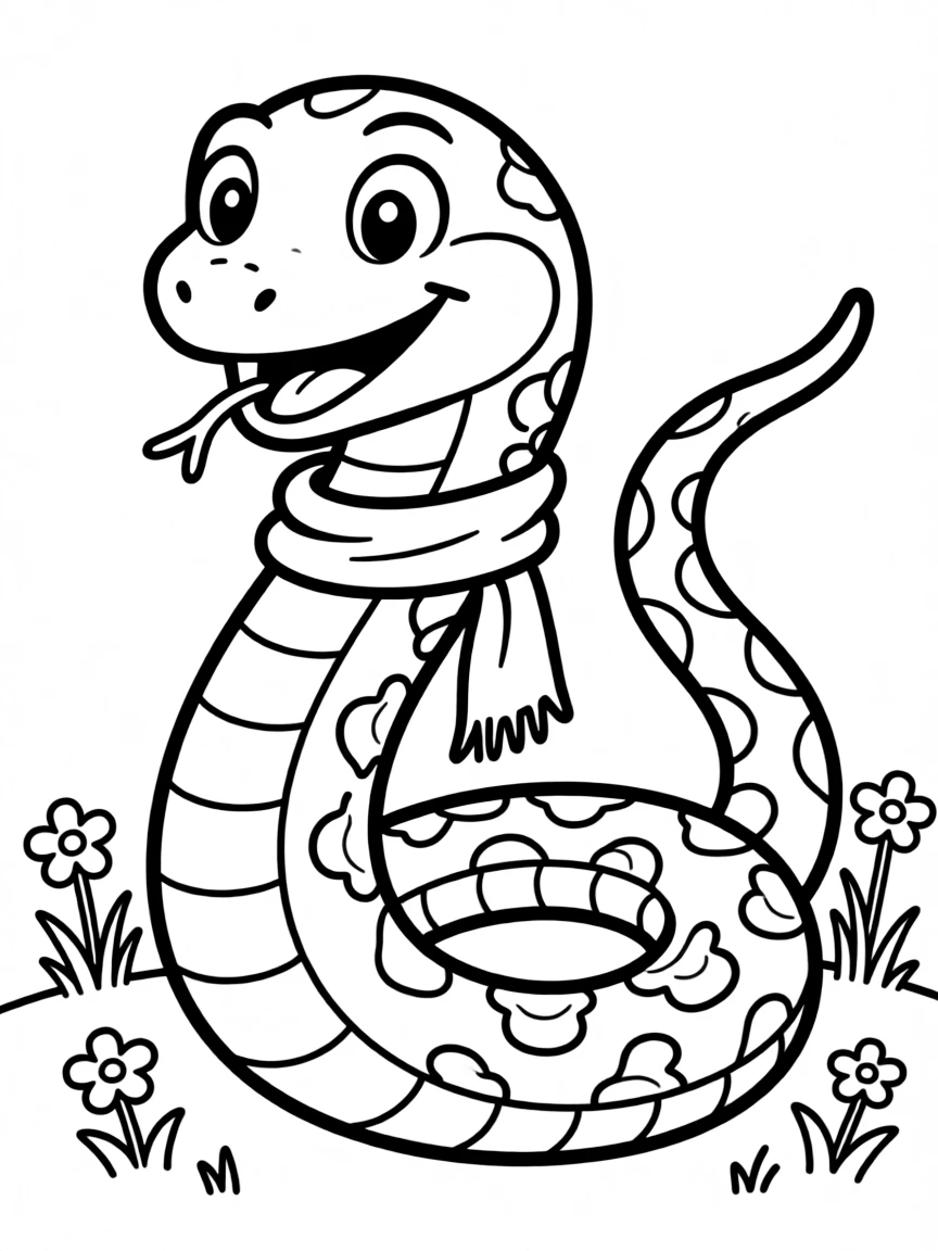 A slithering snake with a happy smile.