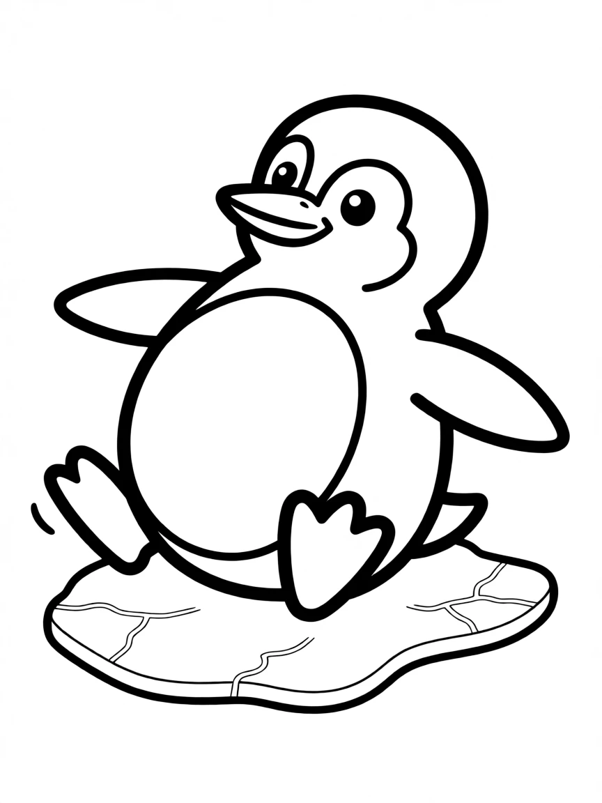 A wobbly penguin sliding on its belly.
