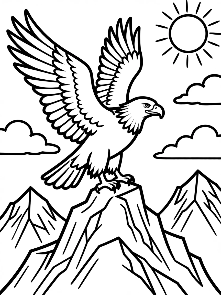 A majestic eagle perched on a mountain.