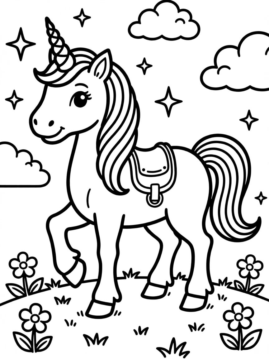 A magical unicorn with a rainbow mane.