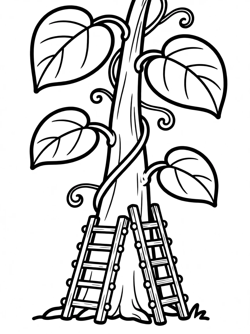 A giant beanstalk with a tiny ladder.