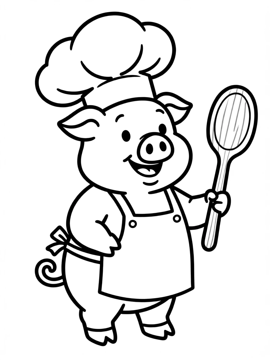 A little pig wearing a chef's hat.