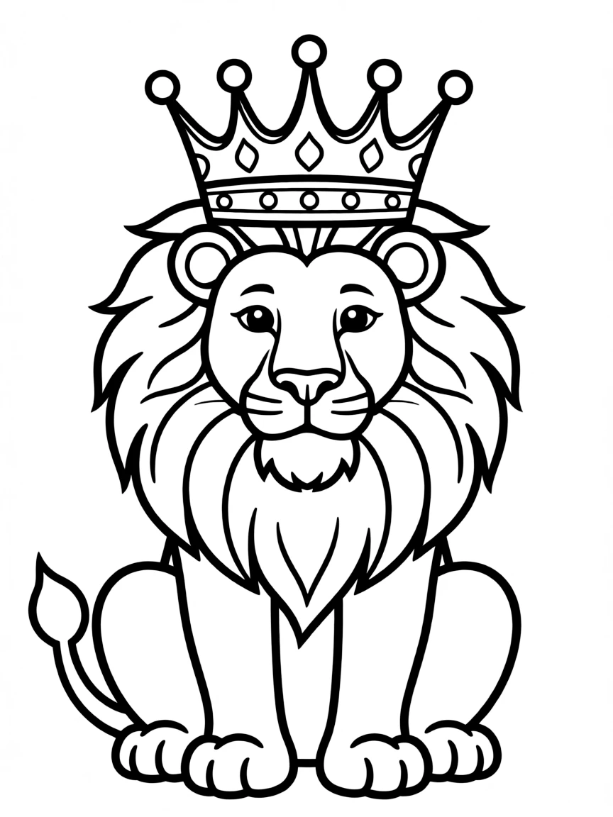 A majestic lion wearing a crown.