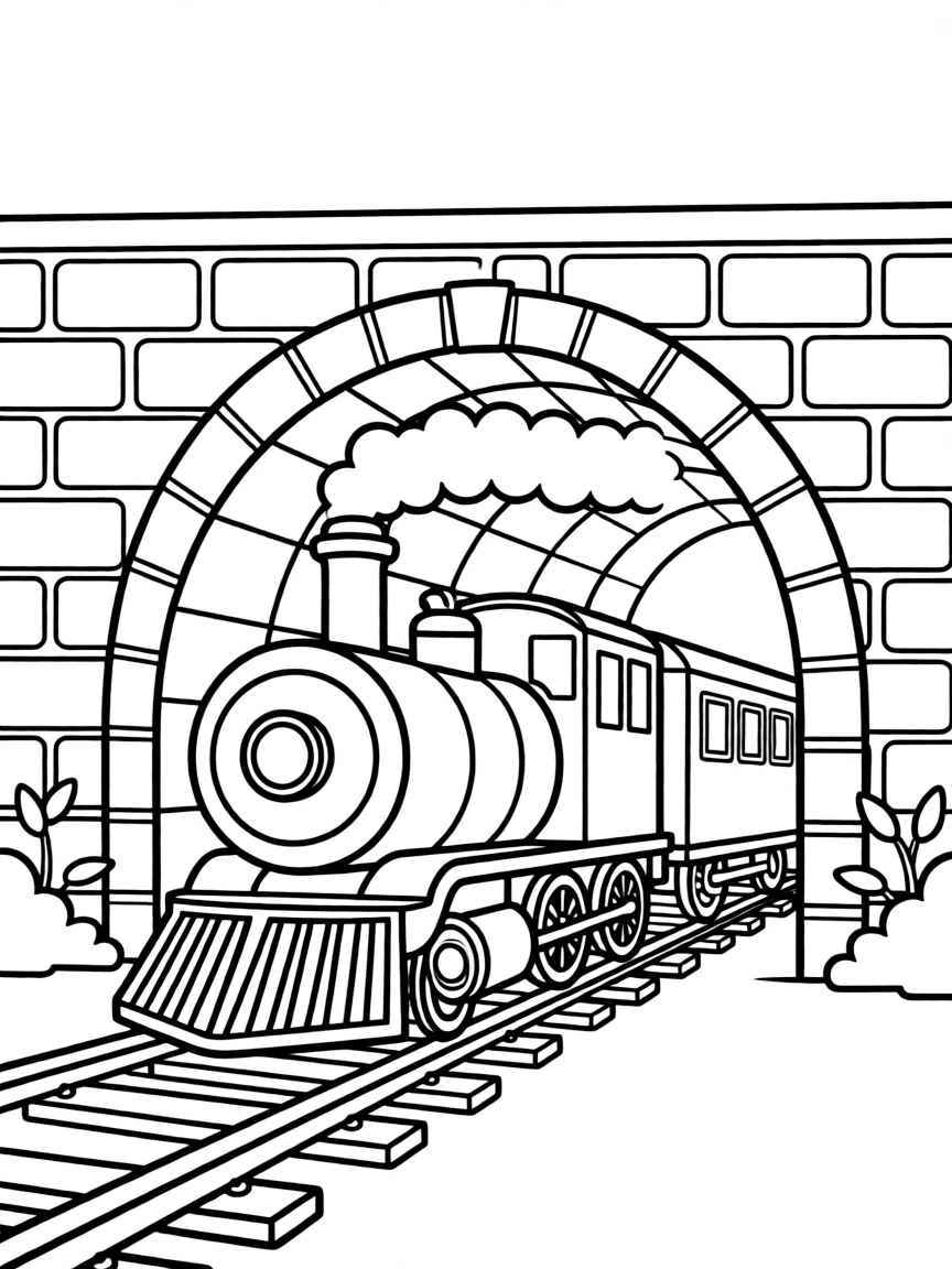 A fast train chugging through a tunnel.