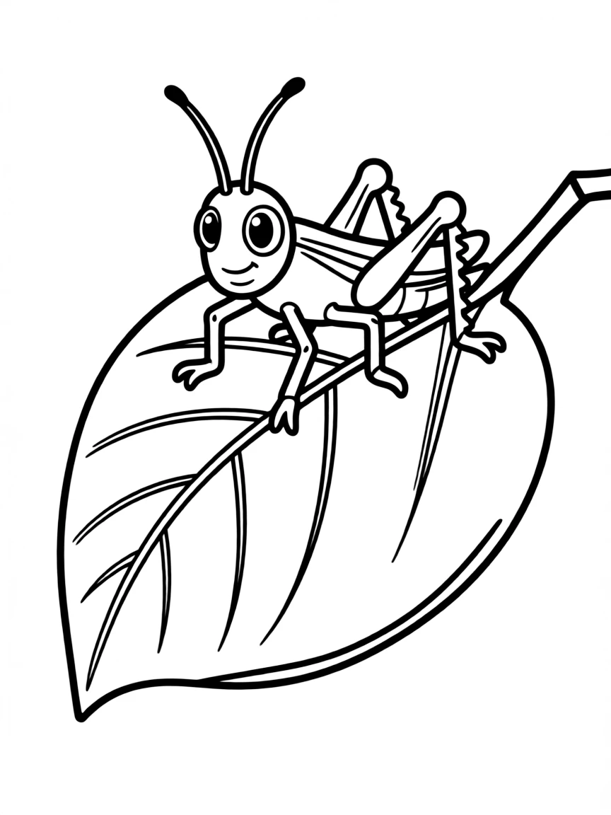 A hopping grasshopper on a leaf.