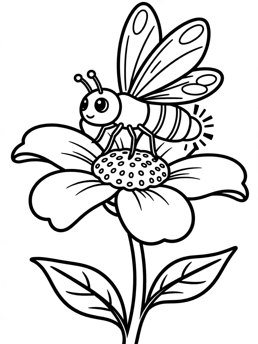 A glowing firefly sitting on a flower.