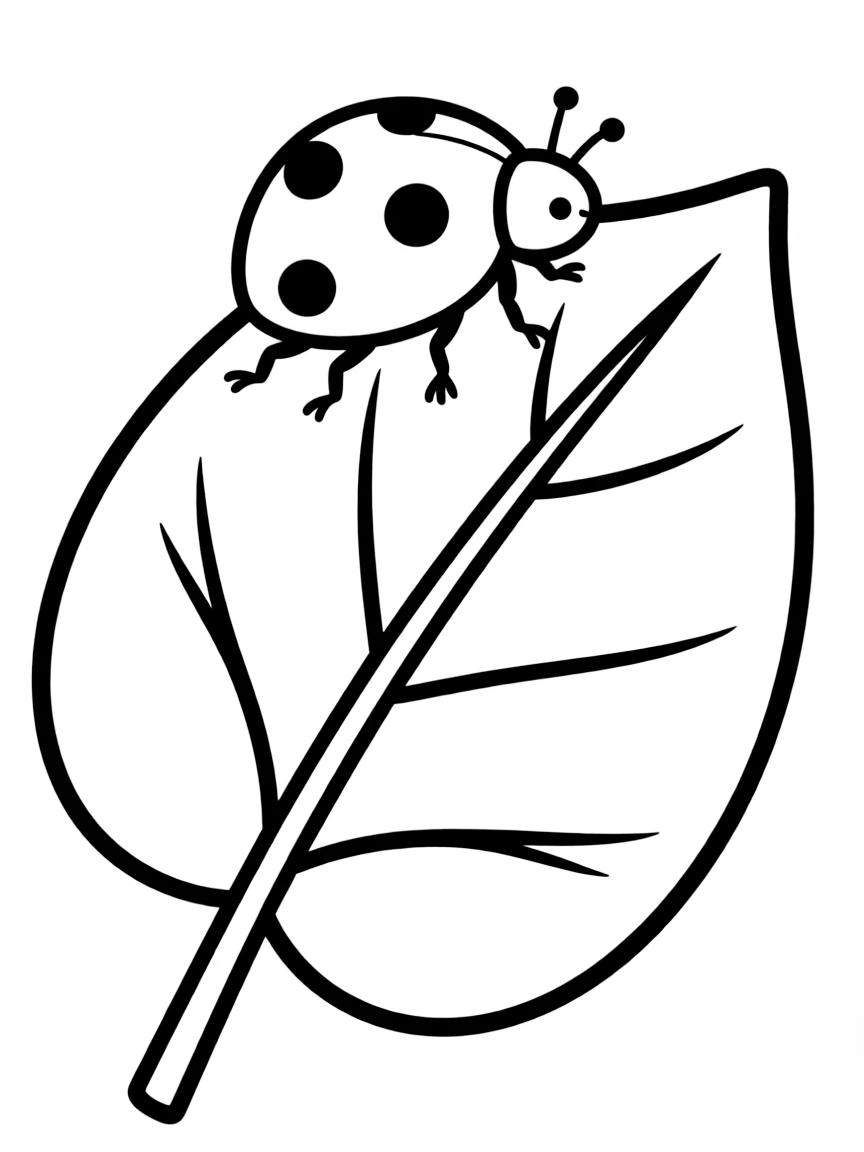 A tiny ladybug on a big leaf.