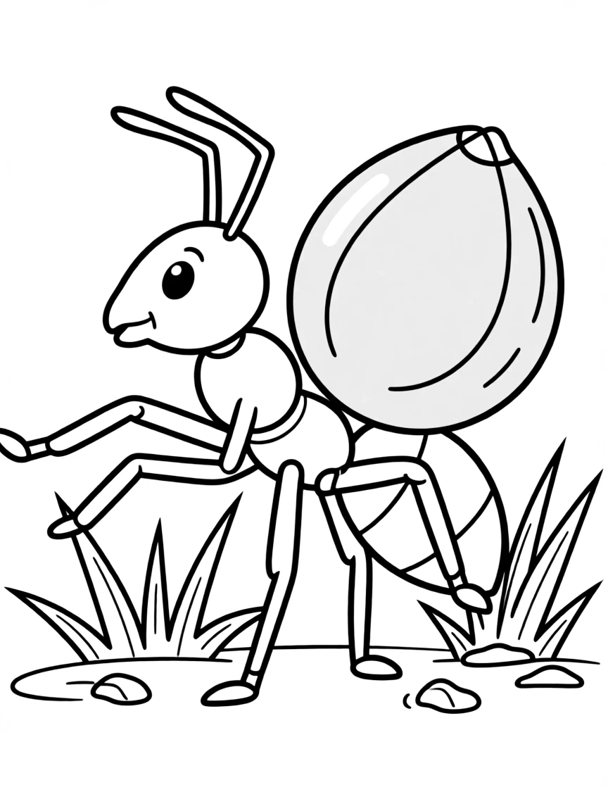 A busy ant carrying a seed.
