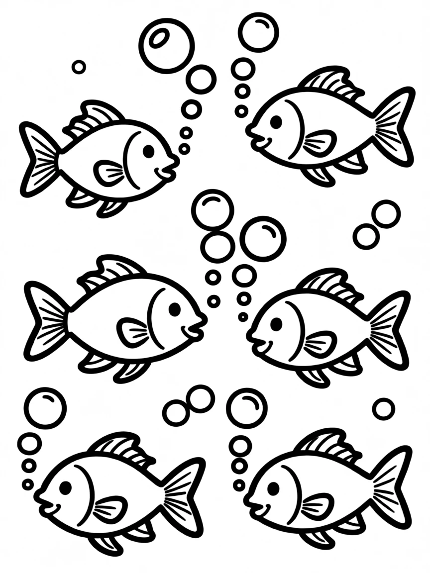 A school of fish making bubbles.