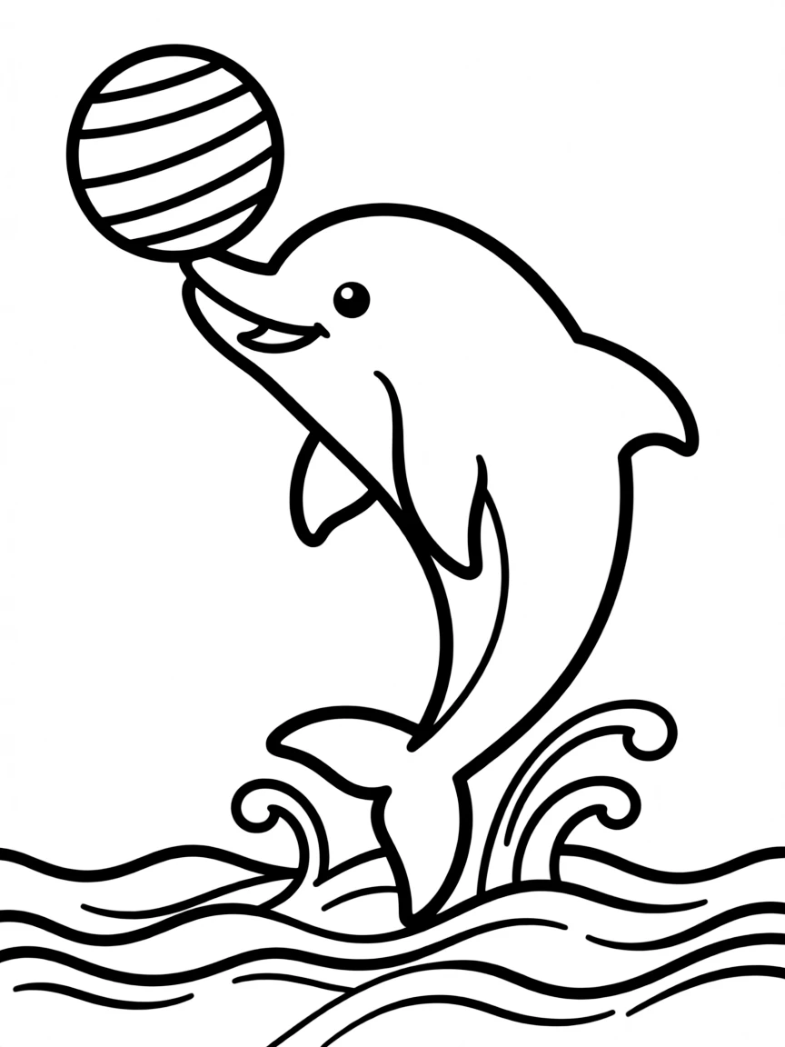 A playful dolphin jumping with a ball.