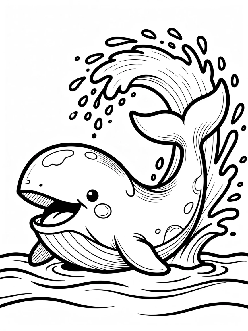 A big whale splashing its tail.