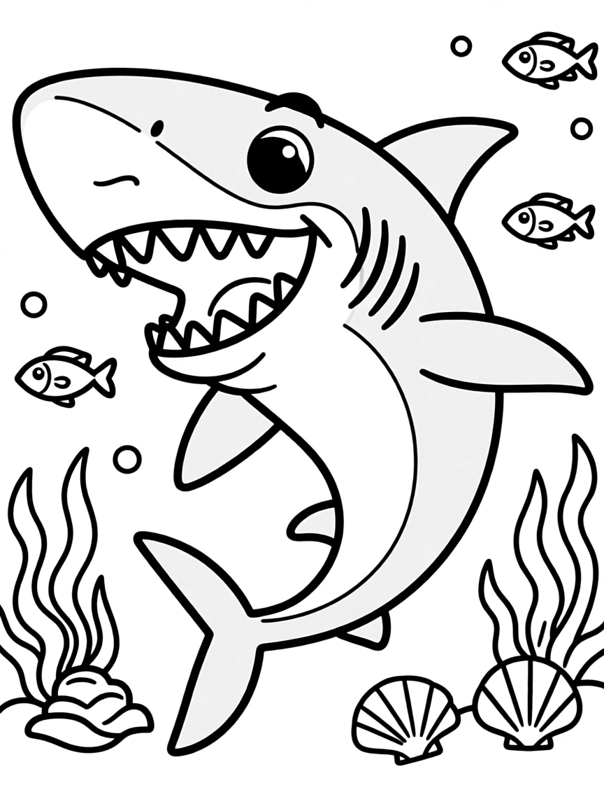 A hungry shark looking for snacks.