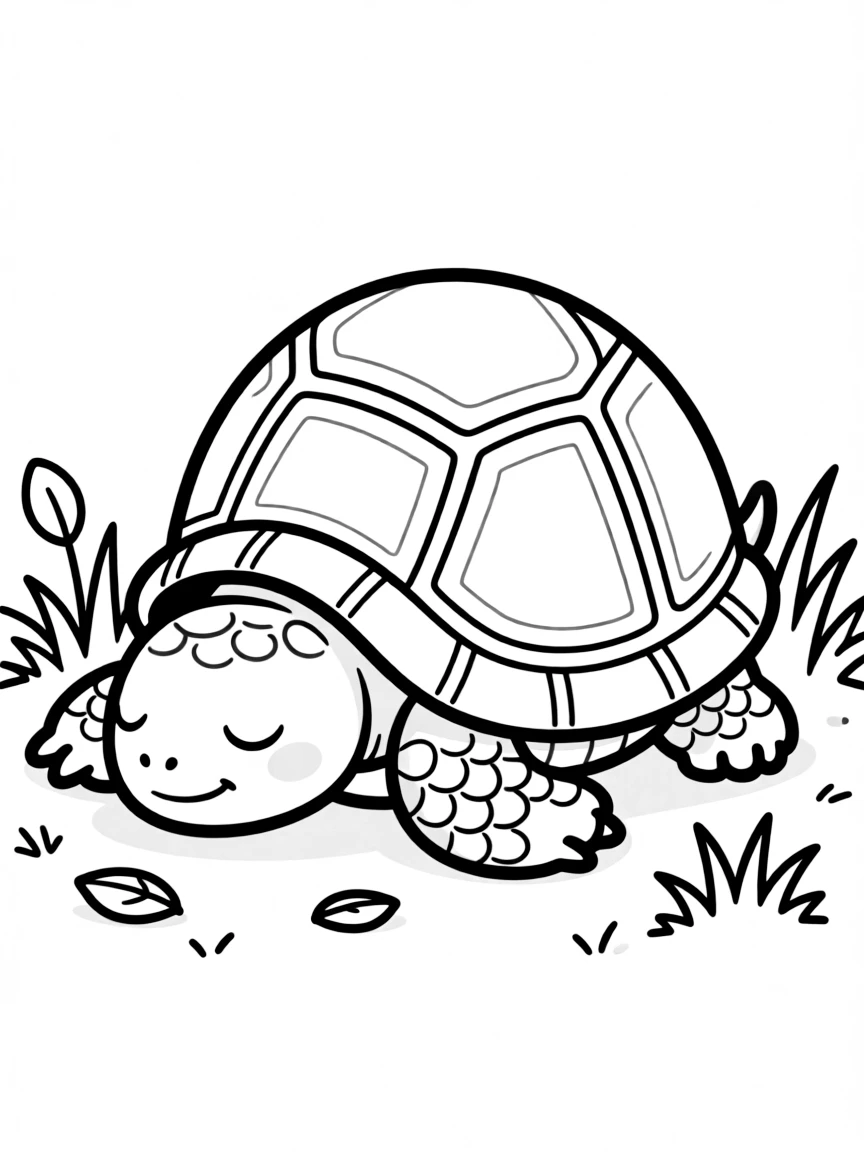 A slow turtle taking a nap.