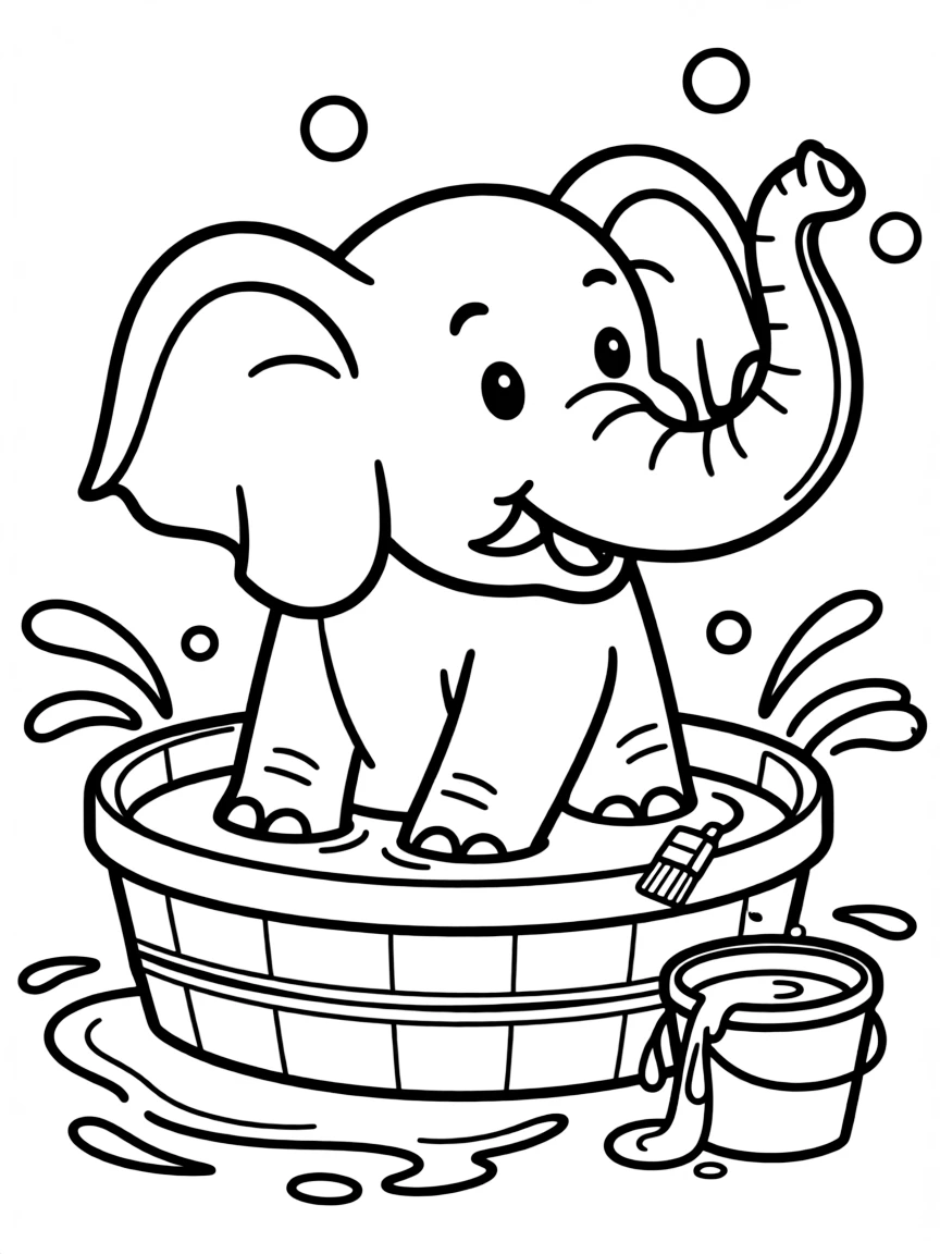 A big elephant taking a bath.