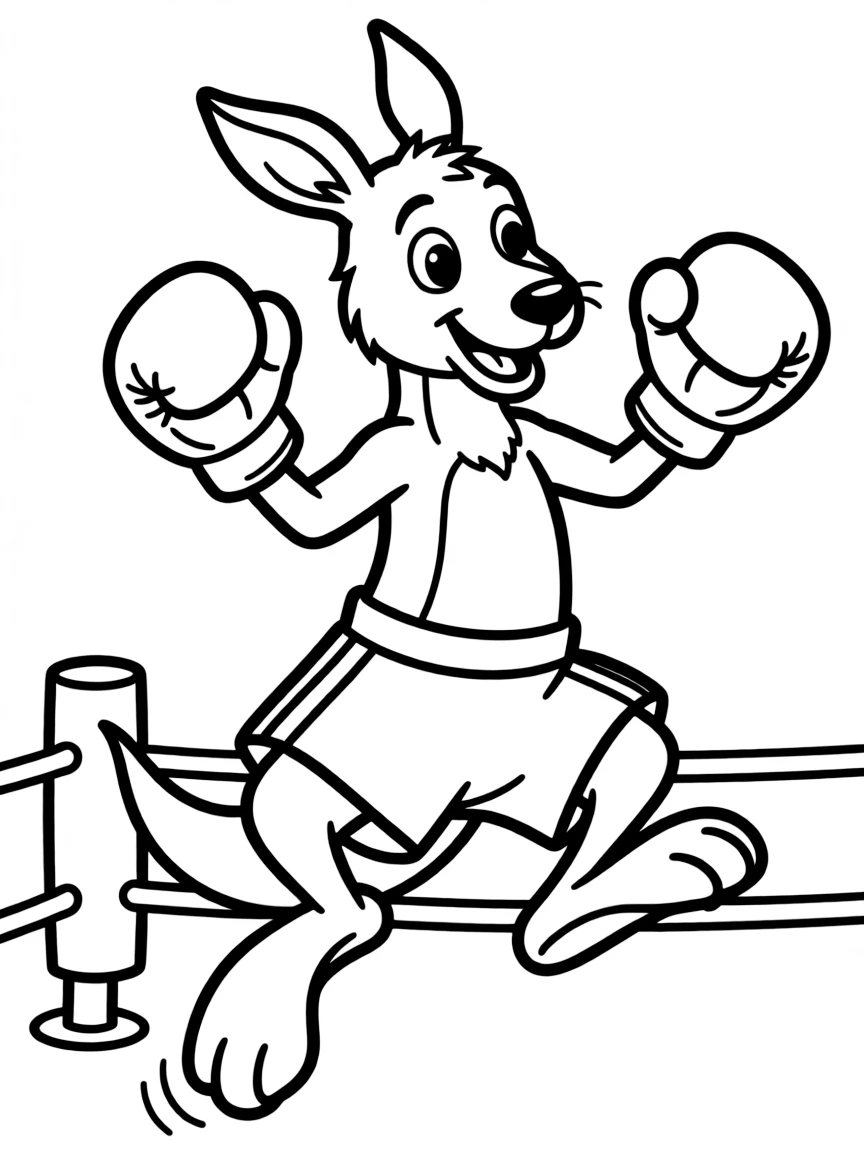 A bouncy kangaroo boxing.