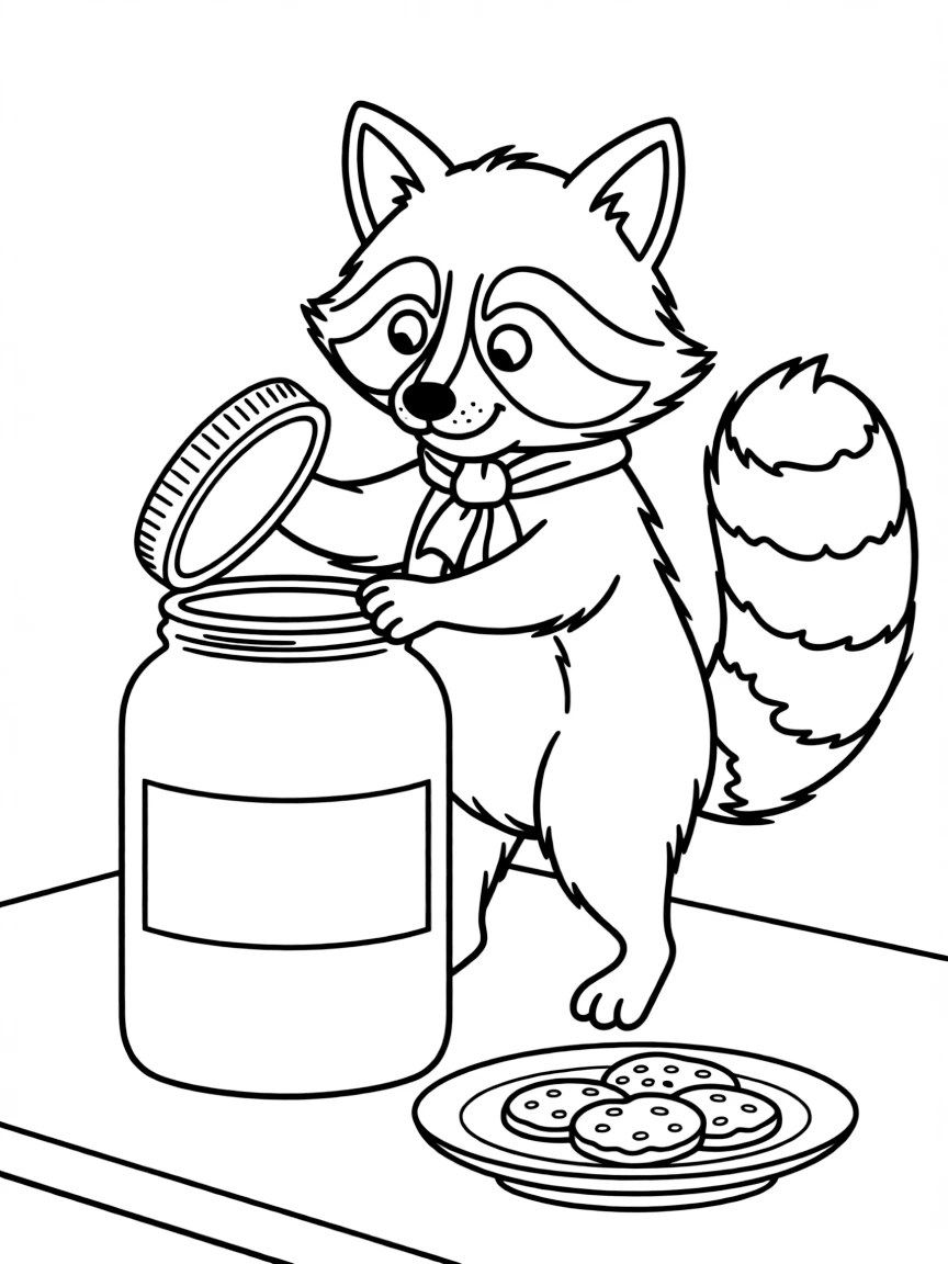 A clever raccoon opening a jar.