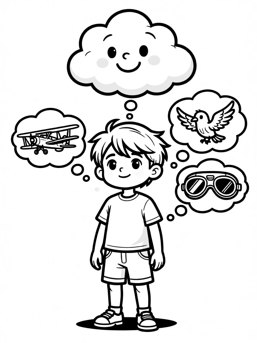 A child dreaming of flying.