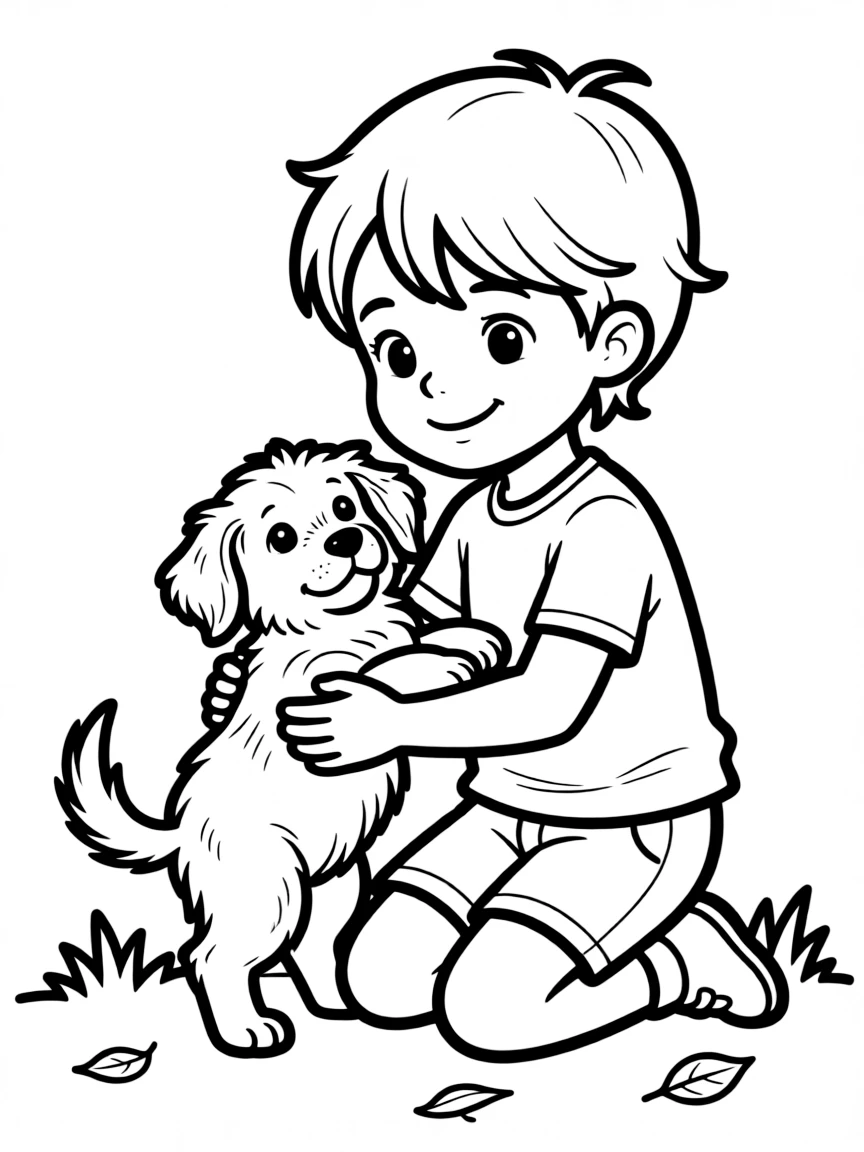 A child finding a lost puppy.