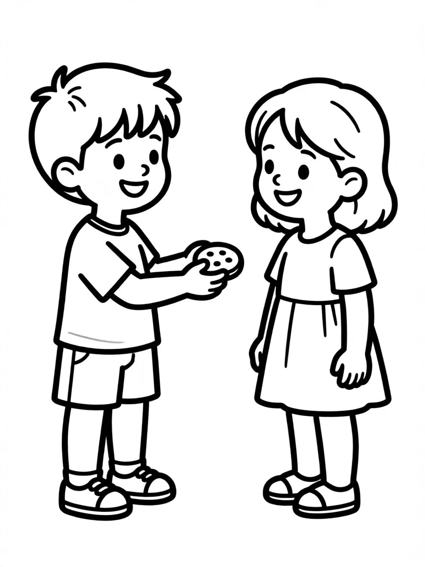 A child sharing a snack.