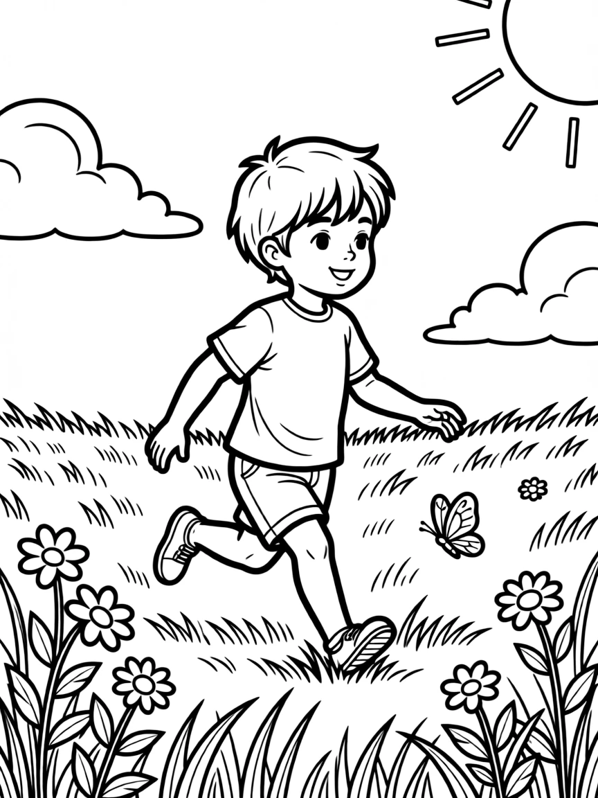 A child playing in a field.