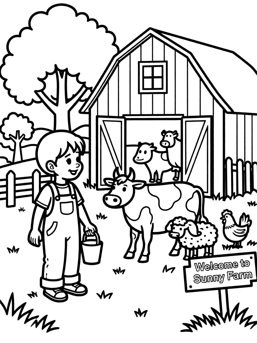 A child visiting a farm.