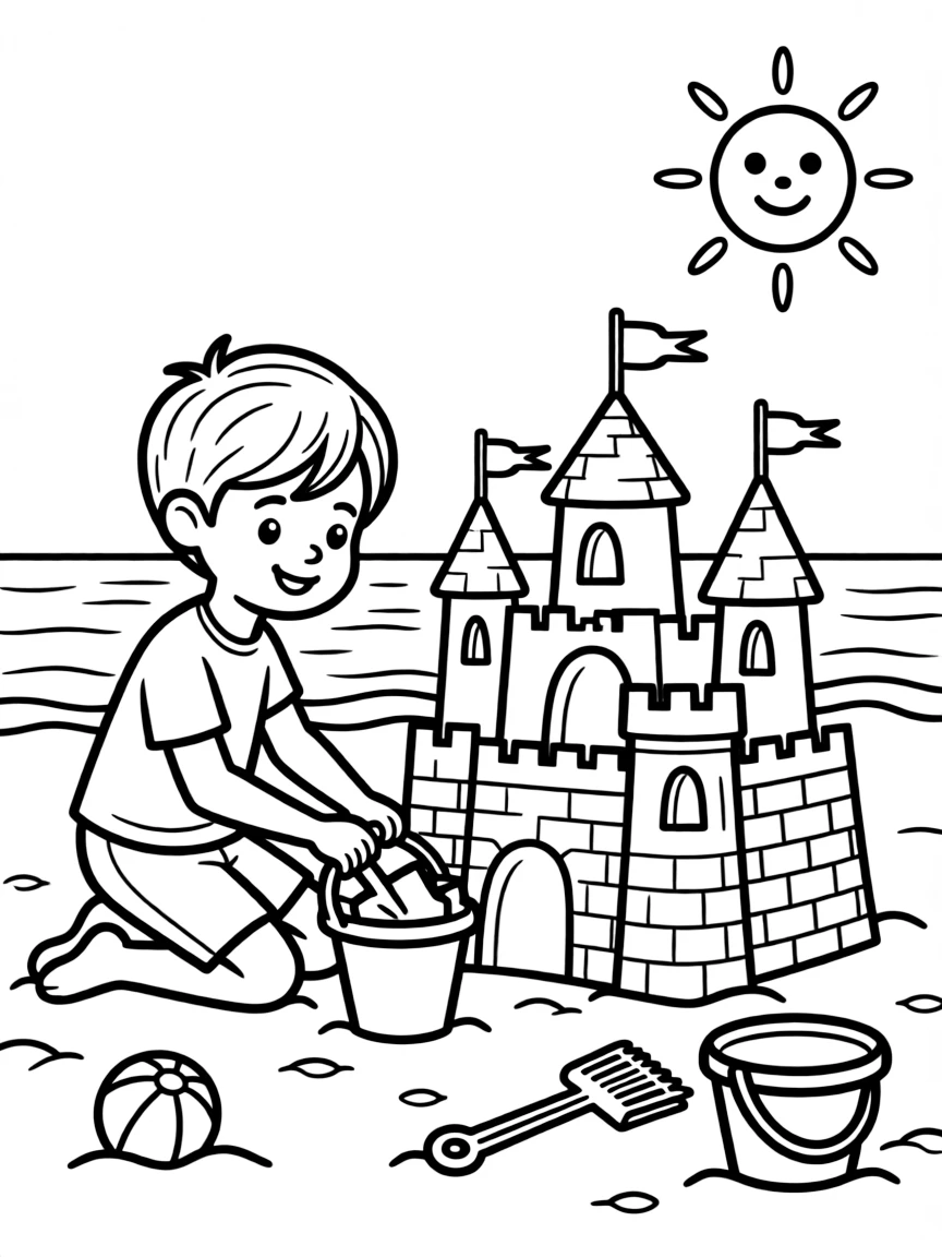 A child building a sandcastle.