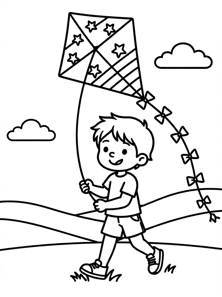 A child flying a kite.
