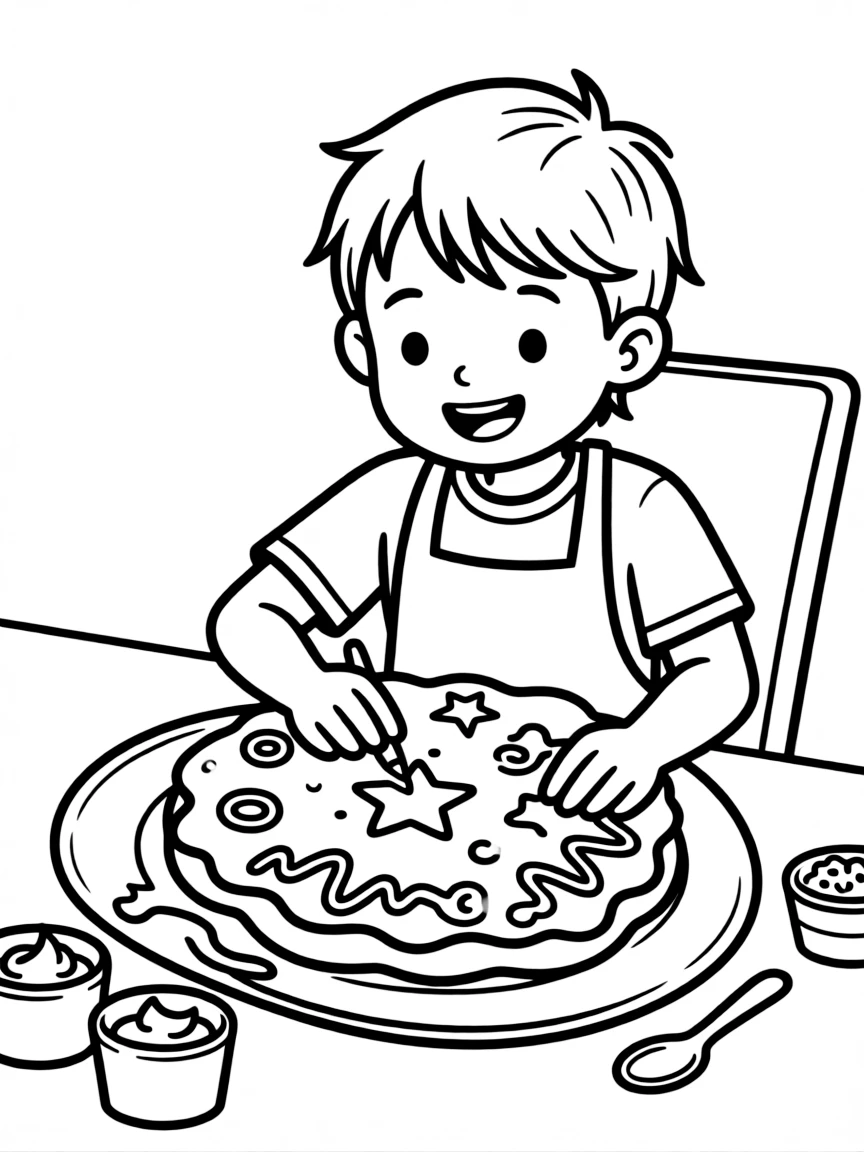 A child decorating a cookie.