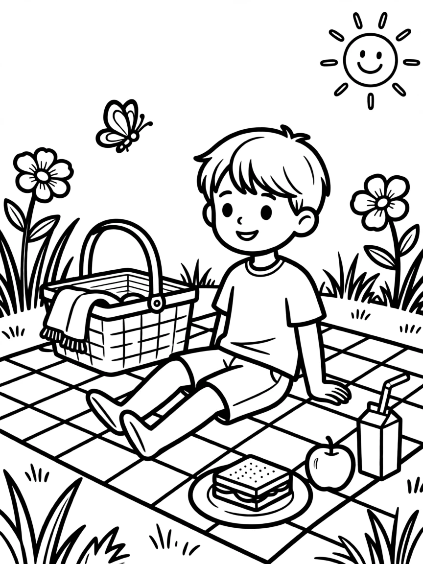 A child having a picnic.