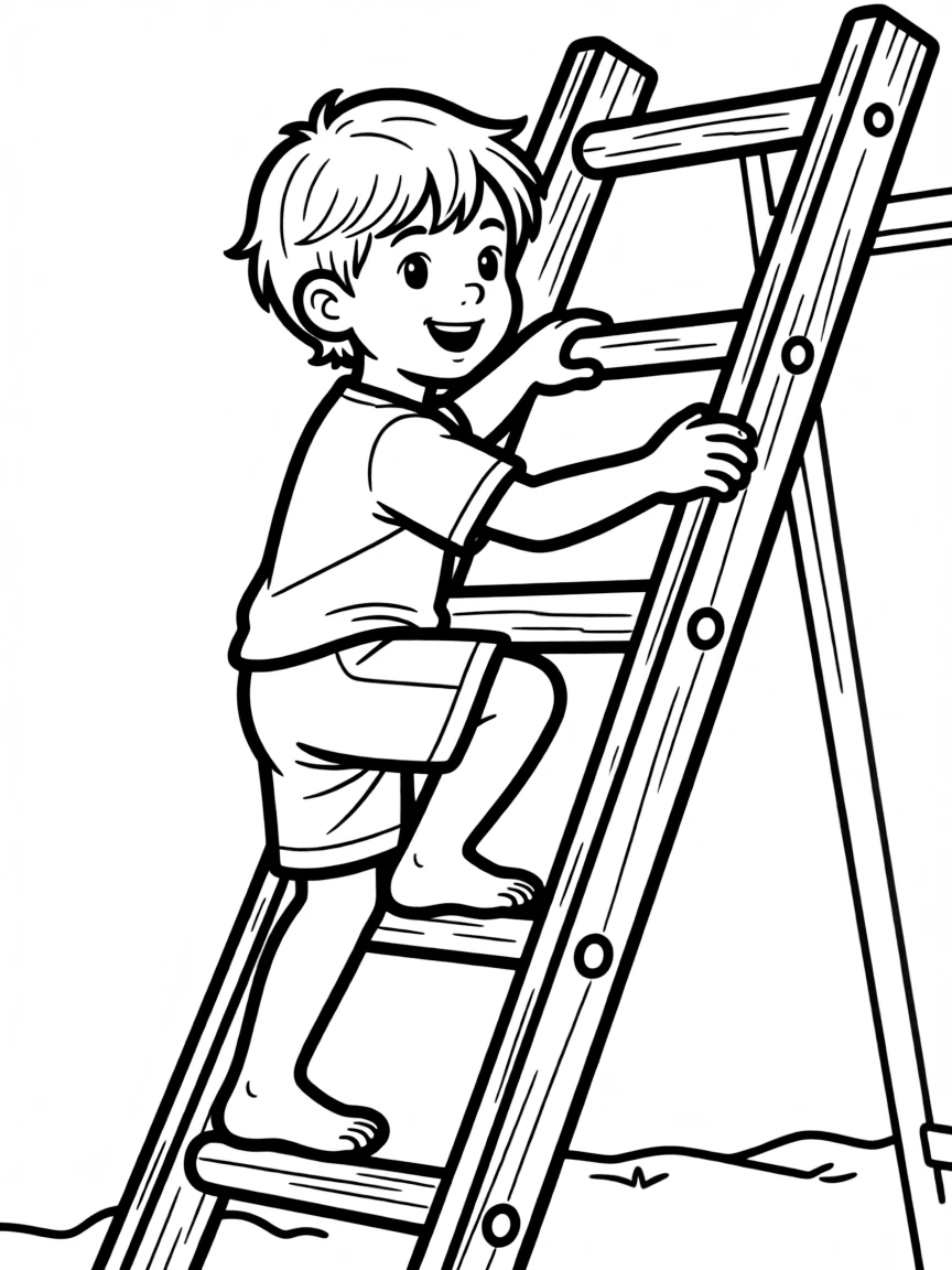A child climbing a ladder.