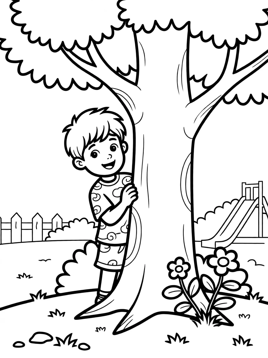 A child playing hide-and-seek.