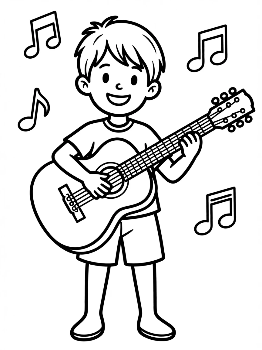 A child playing an instrument.