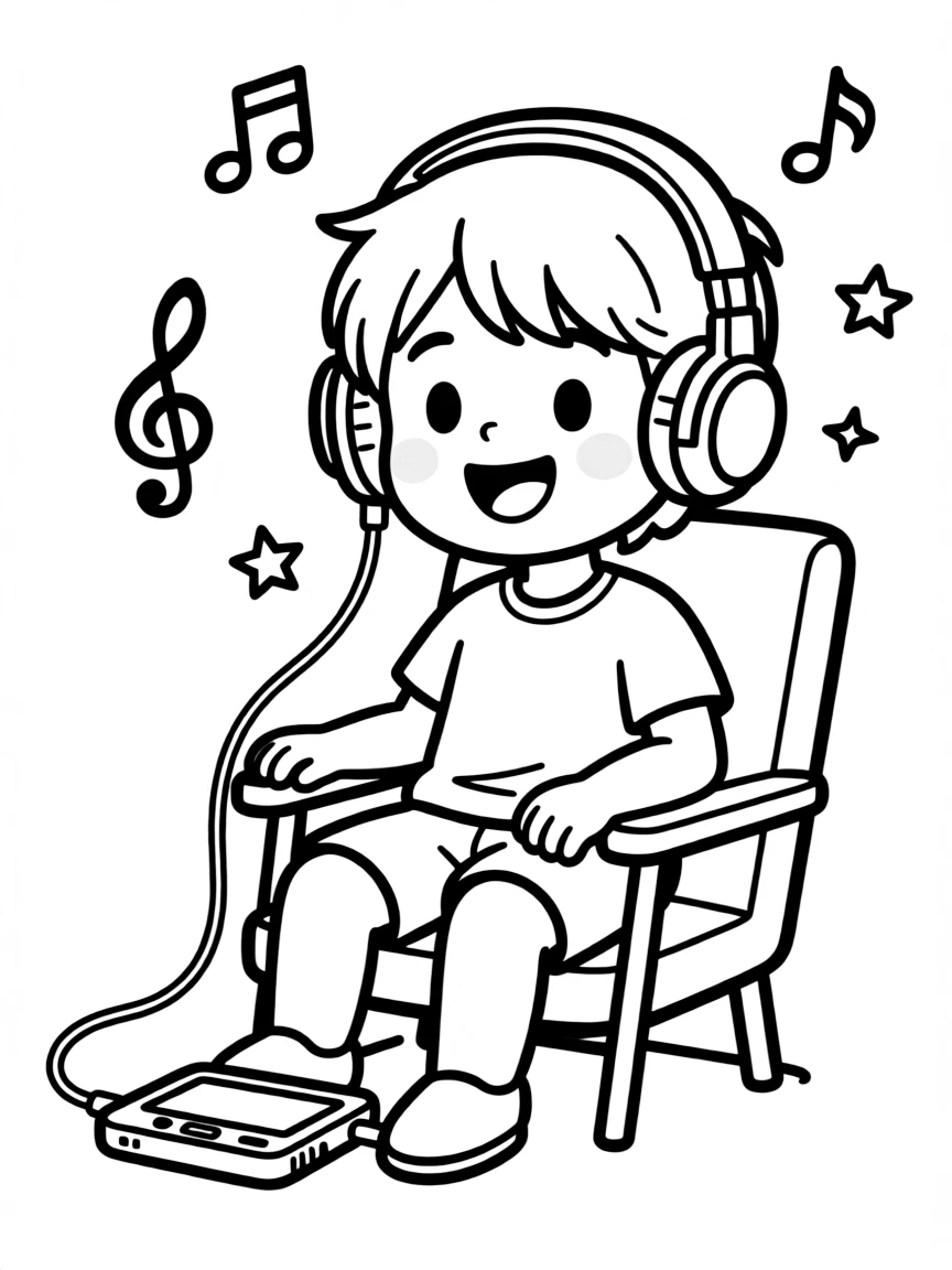 A child listening to music.