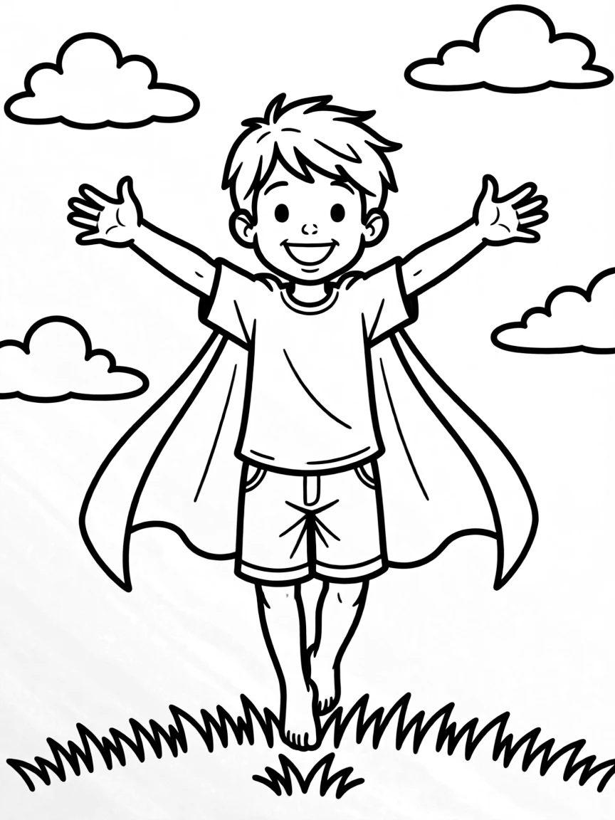 A child pretending to fly.