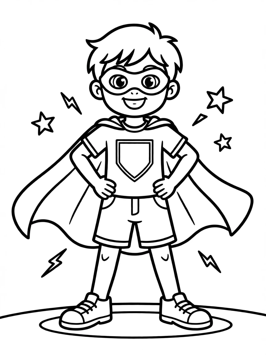 A child pretending to be a superhero.